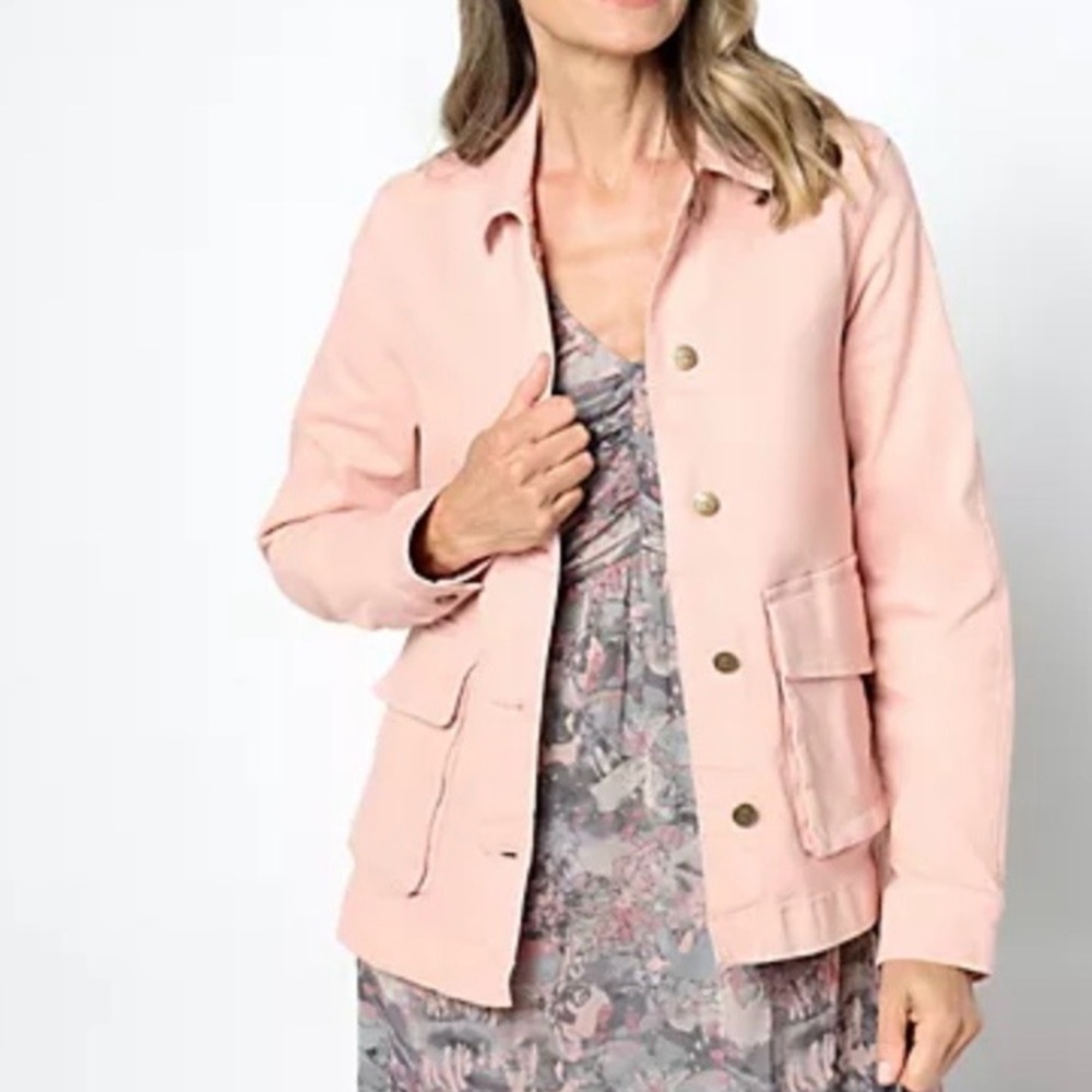 Me by Jennie Garth Plus The Dylan Denim Jacket Buttons Pockets Pink Size 5X